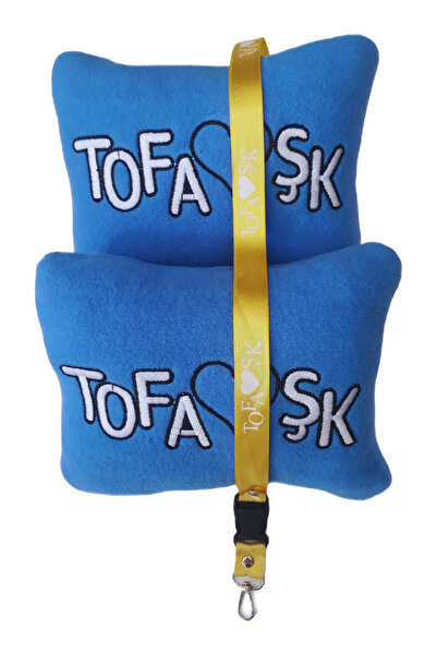 TUSBA MARKET Pernă de călătorie pentru gât pentru scaunul de mașină Tofaş Şahin Doğan Kartal albastru / Curea pentru oglindă auto Tofaş galbenă