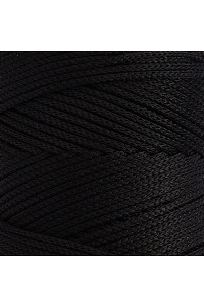 knitme Πολυεστέρας Μακραμέ 4 mm 200 Gr Πλεκτό Χειροποίητο Σχοινί 8900 Μαύρο