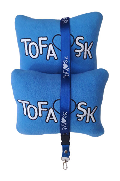 TUSBA MARKET Pernă de călătorie pentru gât pentru scaun auto Tofaş Şahin Doğan Kartal Blue / Curea pentru oglindă auto Tofaş Blue