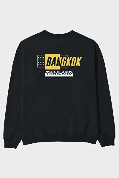 Ankhises Bangkok Arka Štampano Crna Oversize kroj Dukserica Muškarci Žene okr...