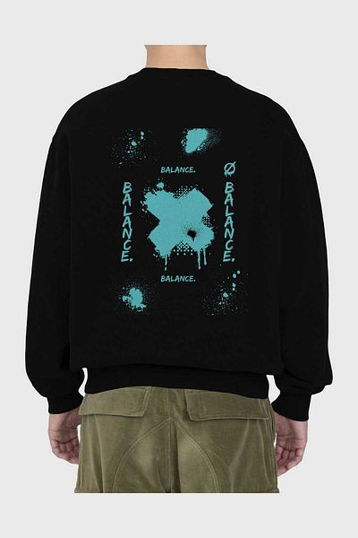 Ankhises Balance Balance Imprimat Spate Negru Oversize Hanorac Bărbați Femei Gât Crew