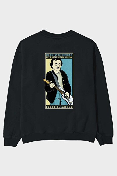 Ankhises Edgar Alan Cobain Back Štampano Crna Oversize kroj Dukserica Muškarc...