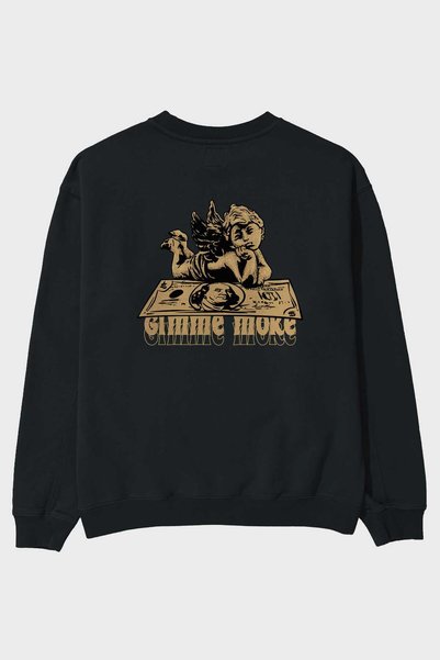 Ankhises Daj mi više nazad Štampano crna Oversize kroj majica za muškarce i ž...
