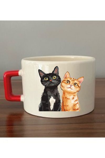 lili hediyelik Cats Themed Cup Mug Cup - Ceramic Tea, Coffee Gift Cup