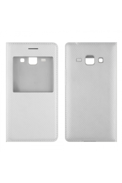 Nettech غطاء متوافق مع هاتف سامسونج جالاكسي J100 J1 مع نافذة - أبيض