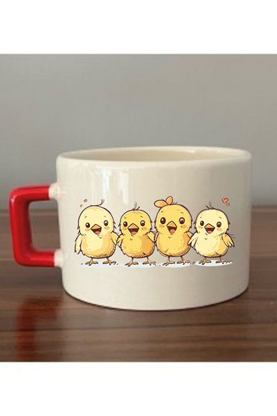 lili hediyelik Chicks Side by Side Themed Cup Mug Cup - Ceramic Tea, Coffee Gift Cup