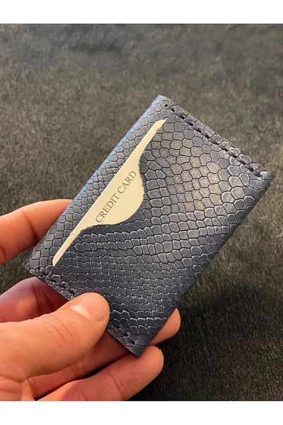 MAT Deri Minimal Card Holder Handmade Genuine Leather with 6 Cards and Coin Purse Pattern