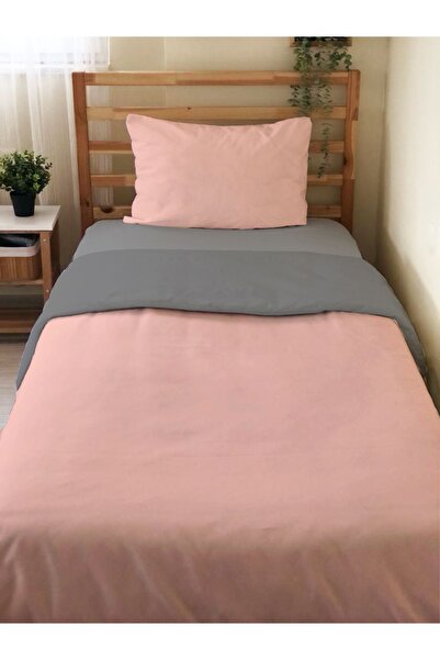 Evmila طقم غطاء لحاف مفرد وردي سادة مزدوج الجوانب بدون ملاءات 160x220 سم