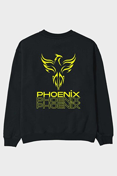 Ankhises Phoenix Written Back Štampano Crna Oversize kroj Dukserica Muškarci ...