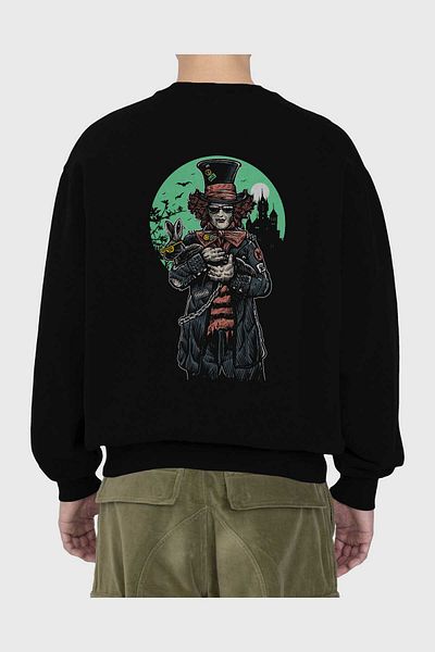 Ankhises Pălărierul Nebun Imprimat Spatele Hanorac Oversize Bărbați Femei Gât Crew