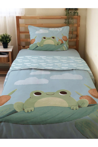 Evmila Set cuvertură de pilota cu model broaște cu două fețe fără cearșaf 160...