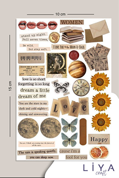 LiyaCraft Vintage Planlayıcı Sticker Seti Planner Ajanda Bullet Journal İçin ...