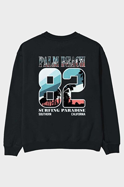 Ankhises Palm Beach 82 Leđa Štampano Crna Oversize kroj Dukserica Muškarci Že...