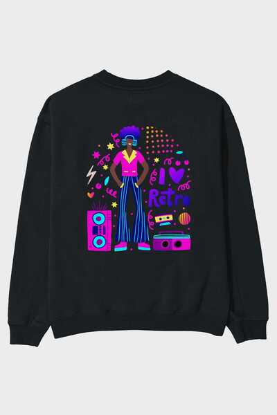 Ankhises Retro Boy Party Back Štampano Crna Oversize kroj Dukserica Muškarci ...