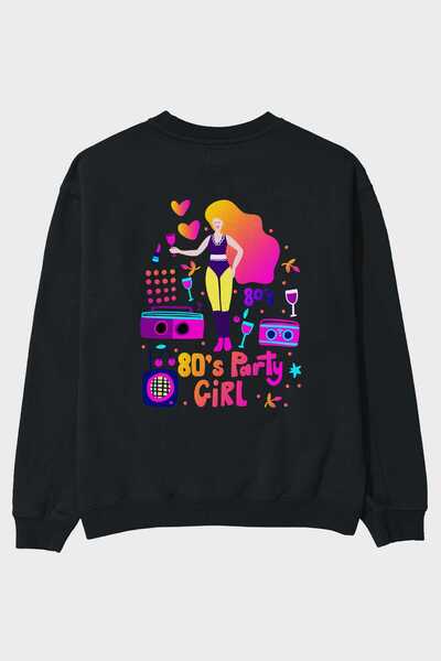 Ankhises Retro Girl Party Back Štampano Crna Oversize kroj Dukserica Muškarci...