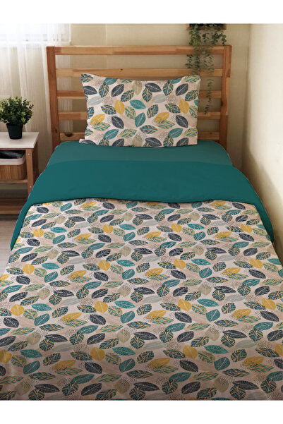 Evmila Σετ Παπλωματοθήκη Διπλής Όψης με Σχέδιο Φύλλων Χωρίς Σεντόνια Μονό Σετ...