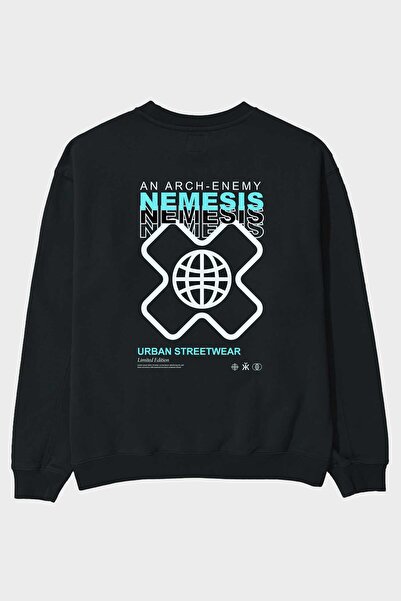 Ankhises Nemesis Urban Світшот з принтом на спині, чорний, оверсайз, чоловічи...