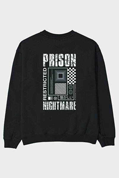 Ankhises Noćna mora iz zatvora Štampano Crna Oversize kroj Dukserica Muškarci...