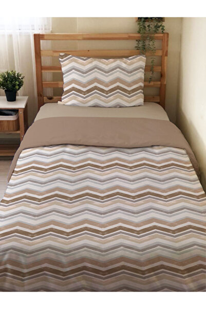Evmila Çift Taraflı Modern Desenli Çarşafsız Takım Tek Kişilik Nevresim Takım...