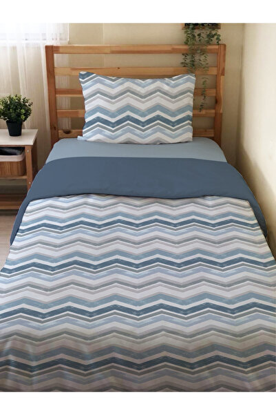 Evmila Çift Taraflı Modern Desenli Çarşafsız Takım Tek Kişilik Nevresim Takım...