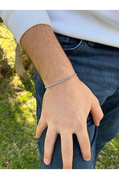 Piercing Market Steel & Silver Men's Steel Mesh Model 316 L Stainless Anti-Tarnish Bracelet