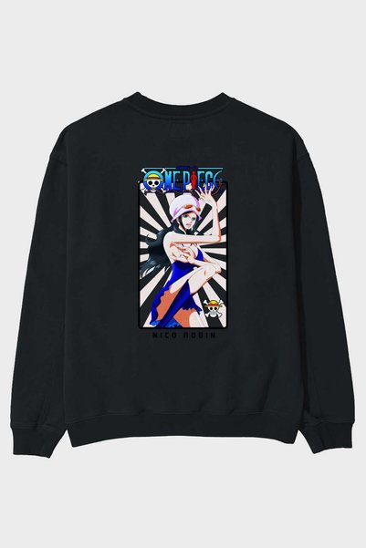 Ankhises Nico Robin Back Štampano Crna Oversize kroj Dukserica Muškarci Žene ...