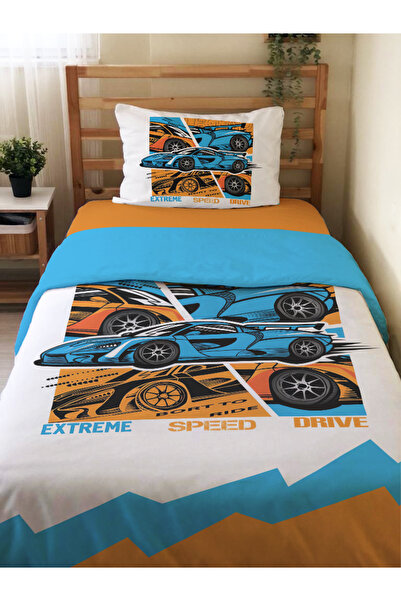 Evmila طقم غطاء لحاف مفرد بنمط سيارة رياضية مزدوجة الجوانب بدون ملاءات مقاس 1...