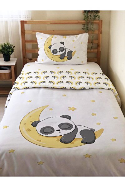 Evmila Σετ διπλής όψης Ayda Panda με σχέδια, χωρίς σεντόνια, τυπωμένο σετ μον...