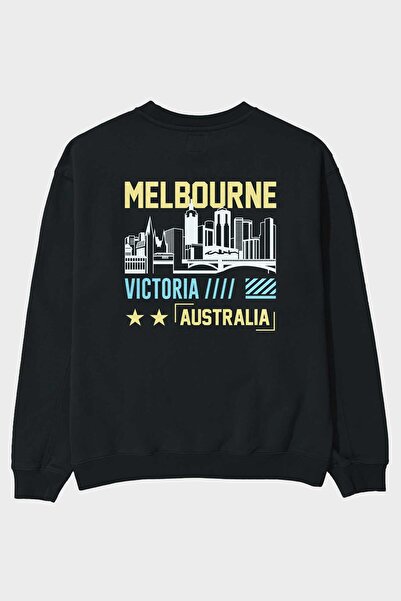 Ankhises Melbourne Back Štampano Crna Oversize kroj Dukserica Muškarci Žene o...