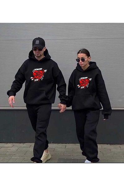 PERISENSE Unisex Γυναικεία Ανδρική Καρδιά Nasa με κουκούλα Lover Couple Συνδυασμός 2 τεμαχίων στο κάτω μέρος της φόρμας