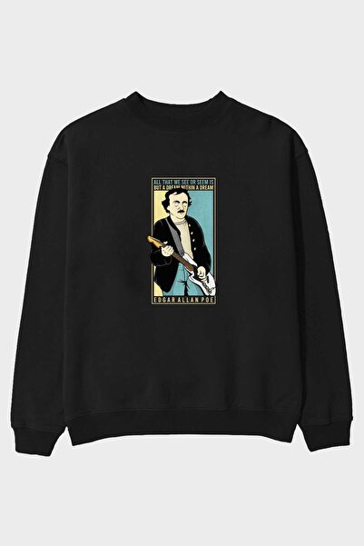 Ankhises Edgar Alan Cobain Front Štampano Crna Oversize kroj Dukserica Muškar...