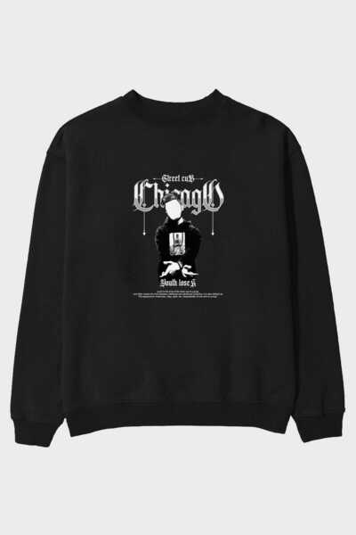 Ankhises Chicago Street Club Štampano Crna Oversize kroj majica - Muškarci Že...