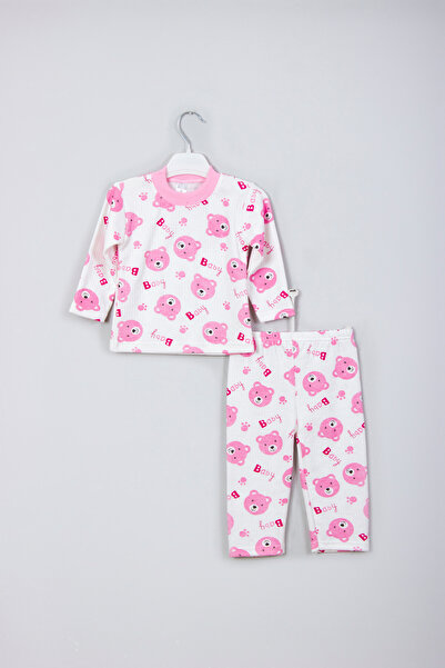 ADABEBEK طقم بيجامة قطنية منقوشة على شكل دب صغير