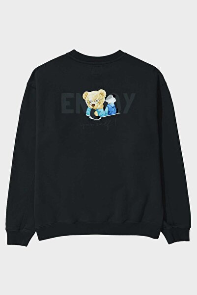 Ankhises Teddy Bear Yourself Back Štampano Crna Oversize kroj Dukserica Muška...