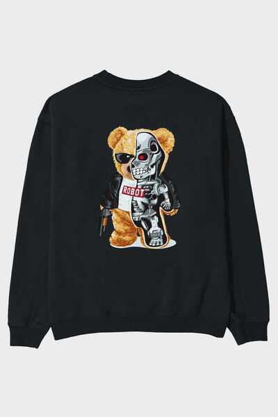 Ankhises Teddy Bear Robot Back Štampano Crna Oversize kroj Dukserica Muškarci...
