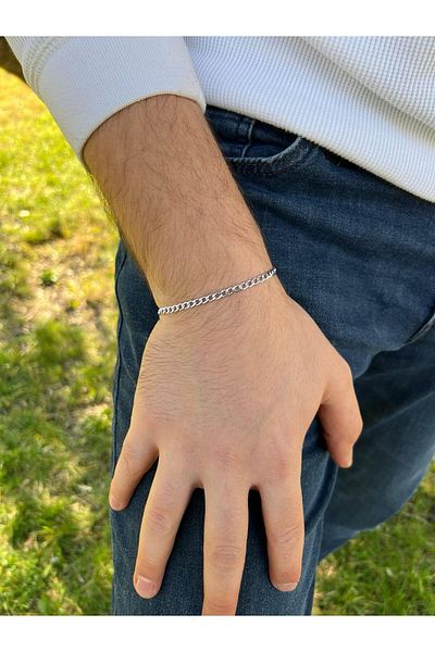 Piercing Market Steel & Silver Men's Steel Model 316 L Stainless Anti-Tarnish Bracelet