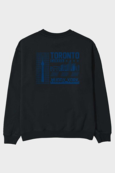 Ankhises Toronto Back Štampano Crna Oversize kroj Dukserica Muškarci Žene okr...