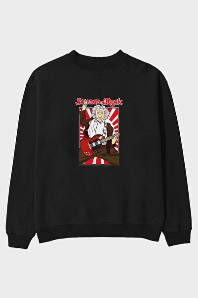 Ankhises Einstein Science Of Rock Front Štampano Crna Oversize kroj Dukserica...