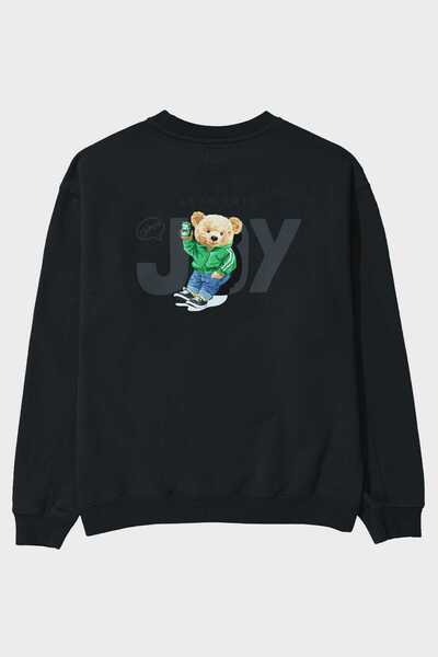 Ankhises Teddy Bear Joy Back Štampano Crna Oversize kroj Dukserica Muškarci Ž...