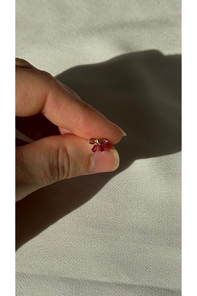Ebru Atelier Helix Earrings Surgical Steel 316L Pink Bow Tragus Earrings