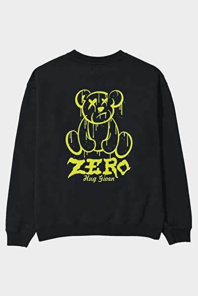 Ankhises Zero Hug Given Bear Back Štampano Crna Oversize kroj Dukserica Muška...