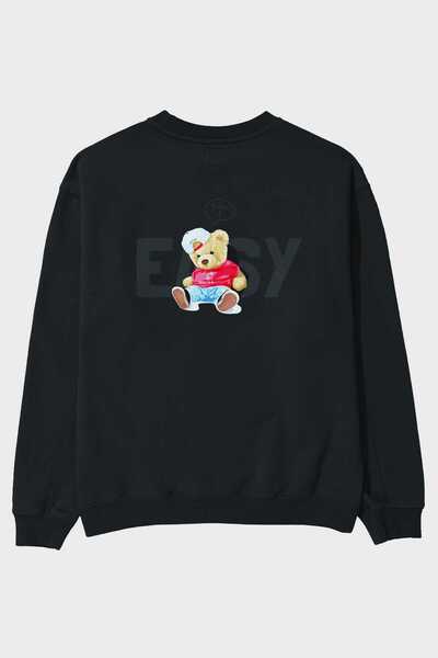 Ankhises Teddy Bear Easy Back Štampano Crna Oversize kroj Dukserica Muškarci ...