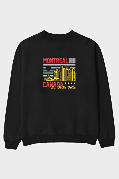 Ankhises Montreal Front Štampano Crna Oversize kroj Dukserica Muškarci Žene o...