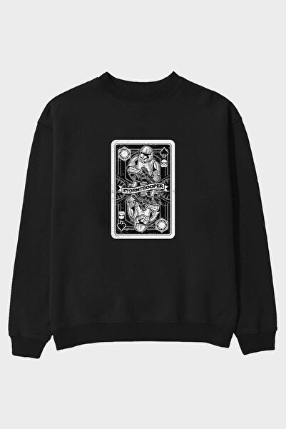 Ankhises Cărți de joc Stormtrooper, cu imprimeu în față, negru, oversize, pen...