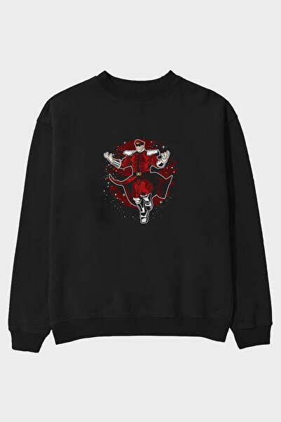 Ankhises M BISON Front Štampano Crna Oversize kroj Dukserica Muškarci Žene ok...