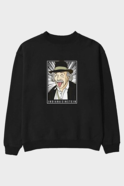 Ankhises Indiana Jones Einstein Štampano Crna Oversize kroj majica - Muškarci...