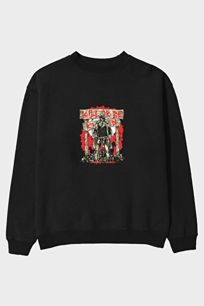 Ankhises Ubij ili budi ubijen 2 Prednja Štampano Crna Oversize kroj Dukserica...