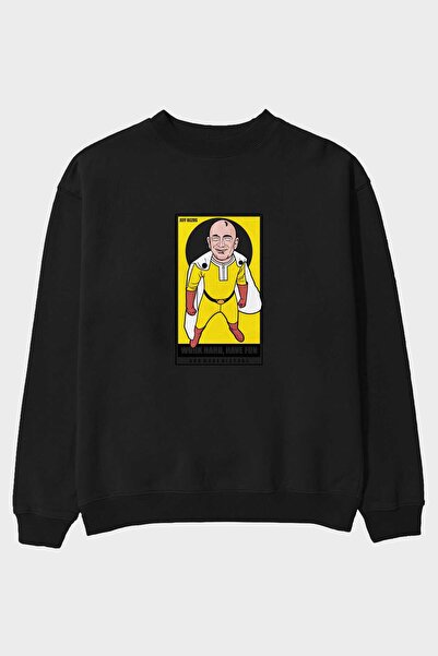 Ankhises Jeff Bezos Saitama Front Štampano Crna Oversize kroj Dukserica Muška...