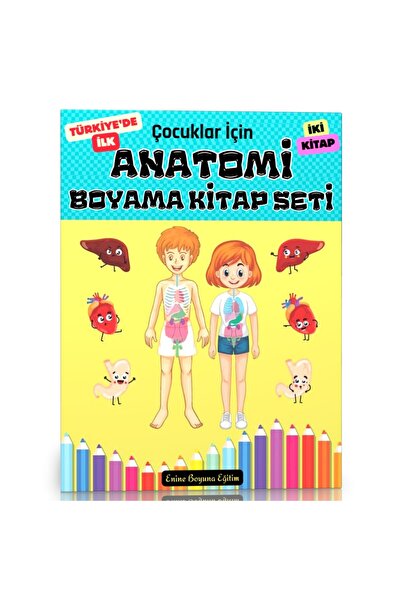 Enine Boyuna Eğitim Çocuklar İçin ANATOMİ Boyama Kitap Seti (2 Süper Kitap)