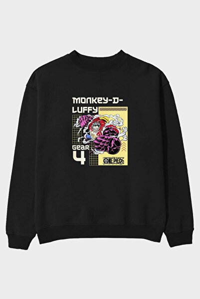 Ankhises Monkey D Luffy Front Štampano Crna Oversize kroj Dukserica Muškarci ...